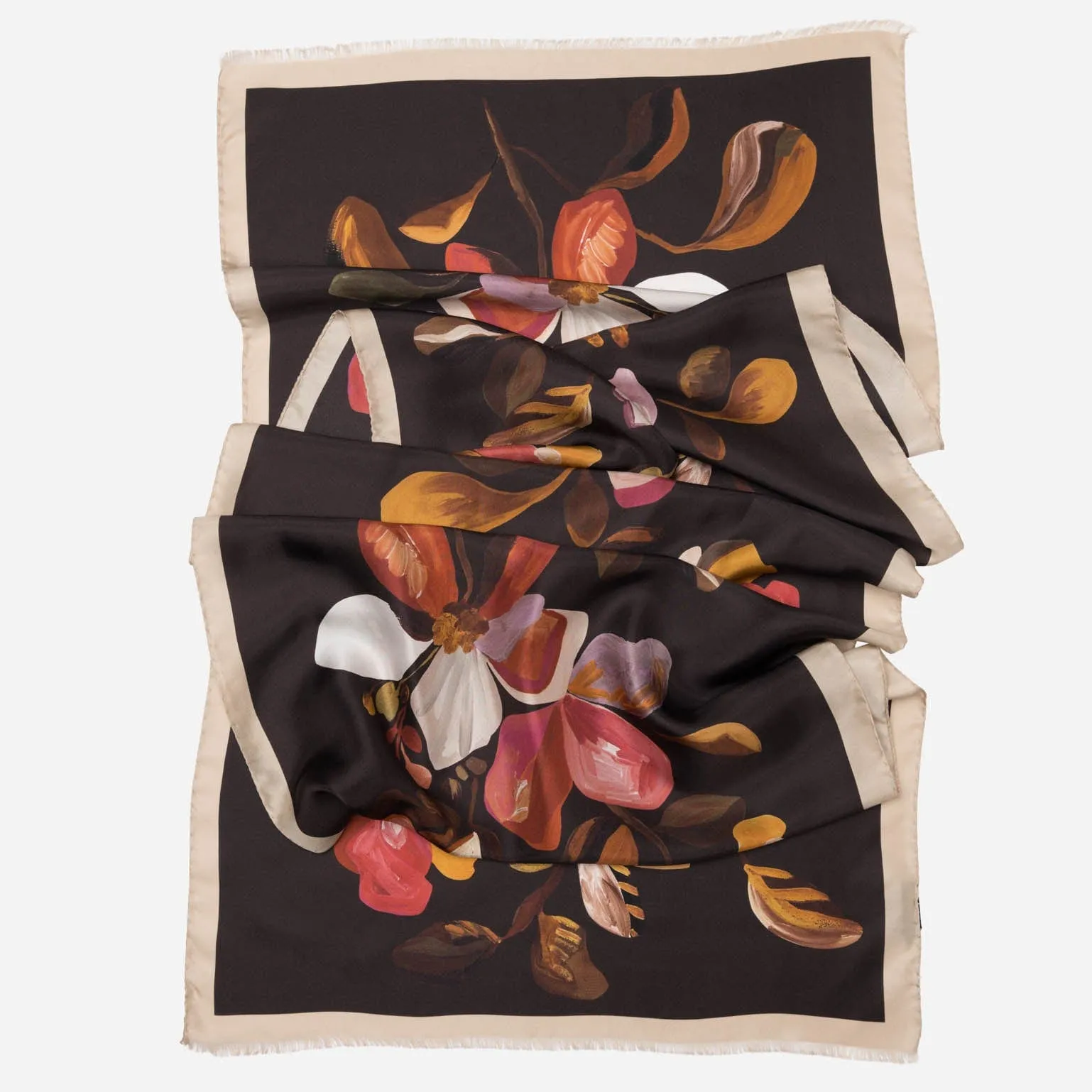 Eloisa - Large Silk Scarf - Dark Chocolate