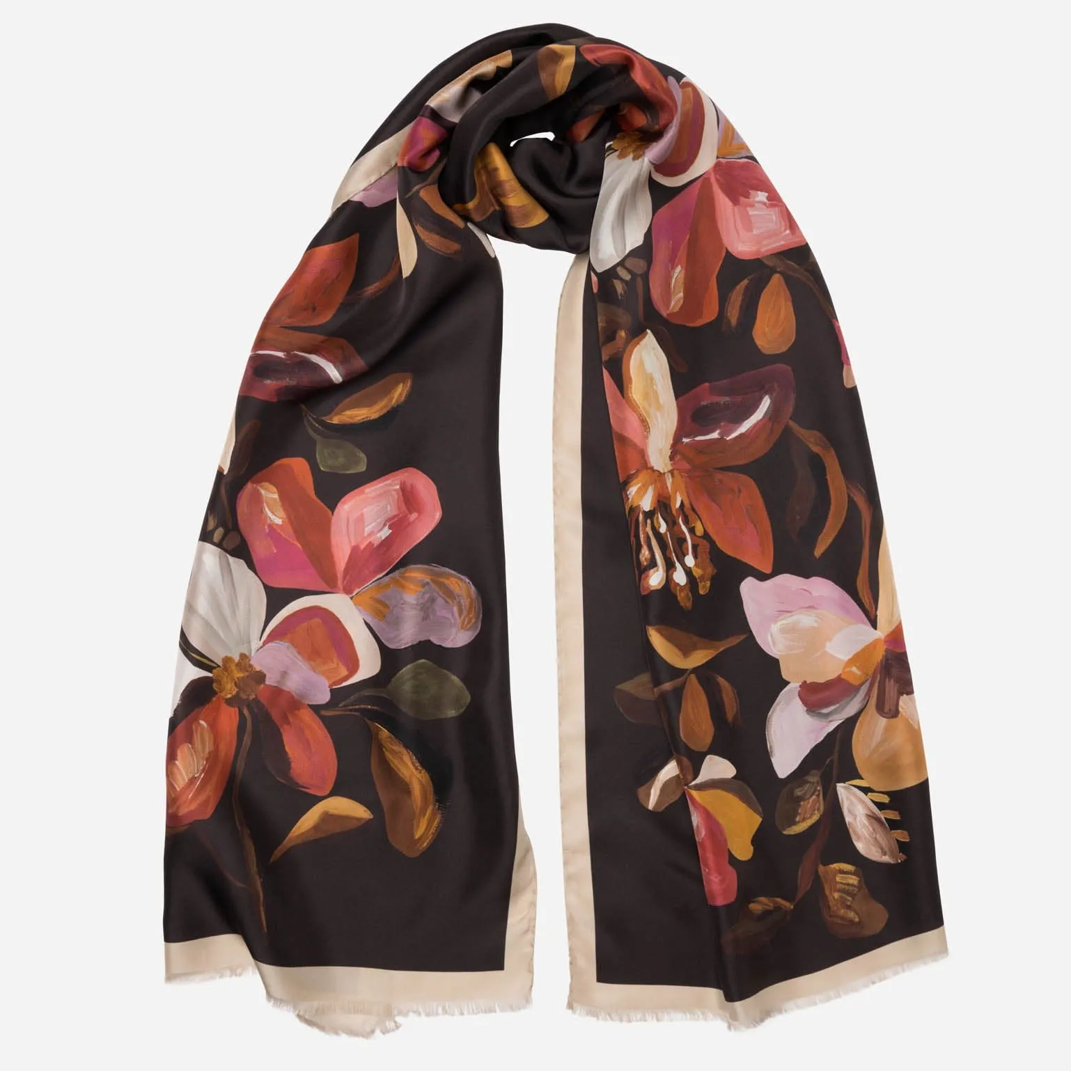 Eloisa - Large Silk Scarf - Dark Chocolate
