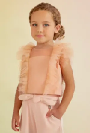 Embossed Floral Tulle Top