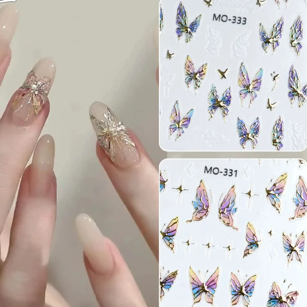 Embossed Hot Stamping Nail Art Stickers - Dream Fairies & Watercolor Butterflies