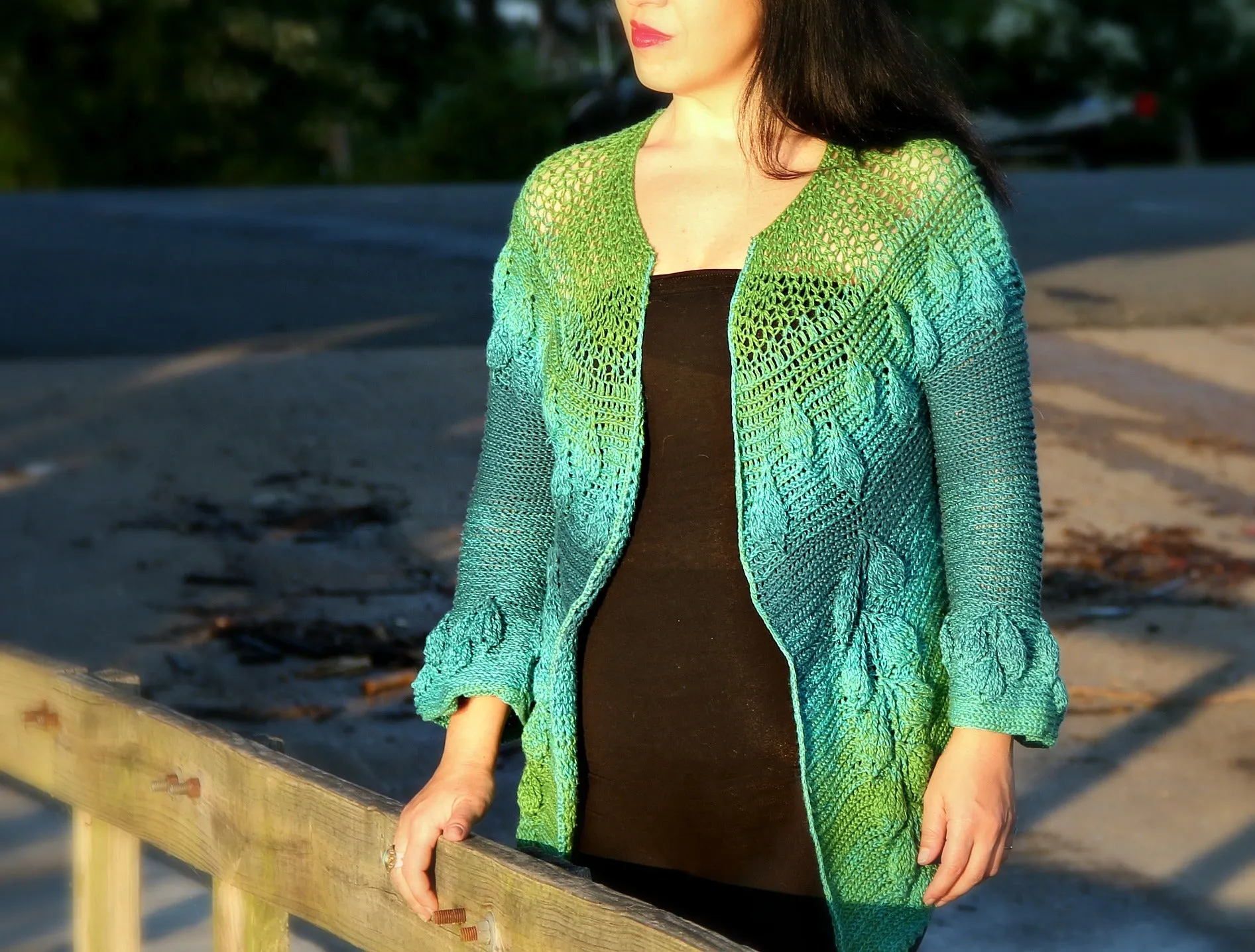 Embossed Leaves Seamless Cardigan