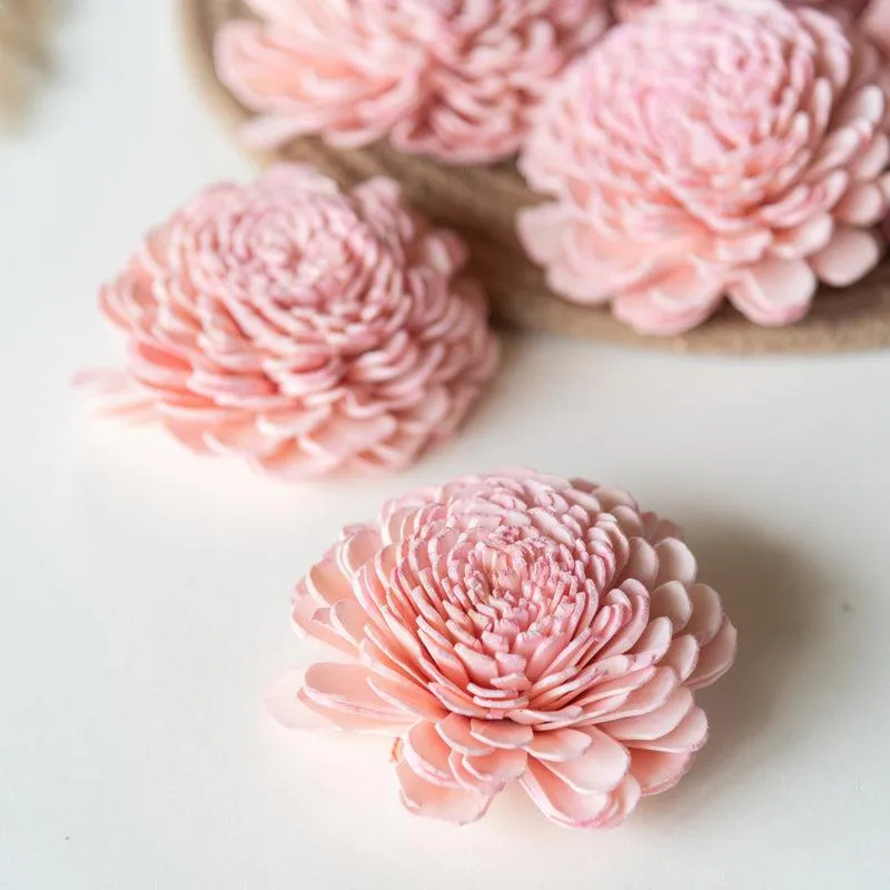 Esta Sola Wood Rose Flower (Pink) - Set Of Ten