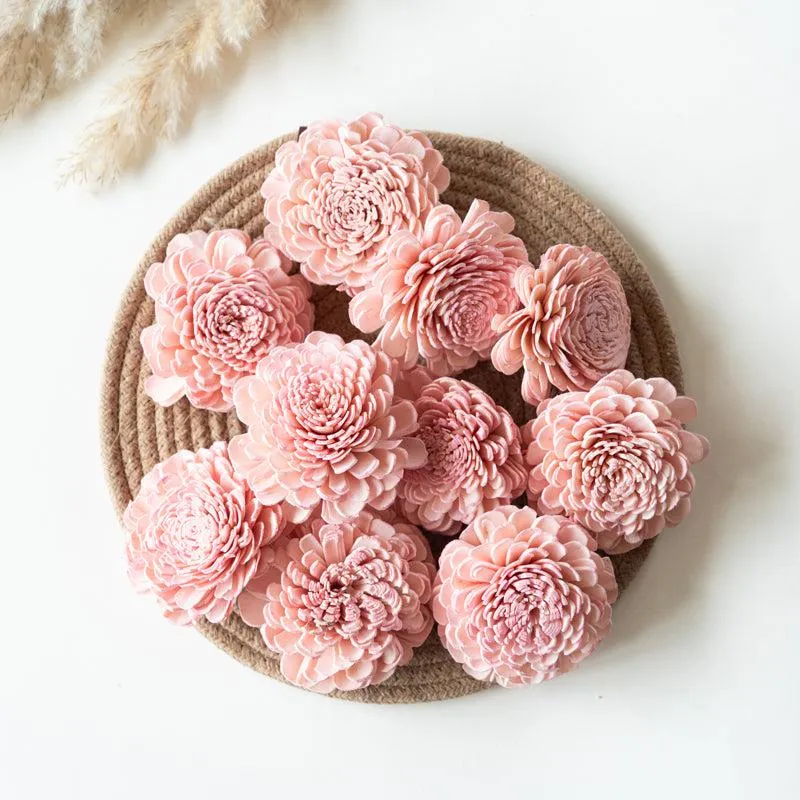 Esta Sola Wood Rose Flower (Pink) - Set Of Ten