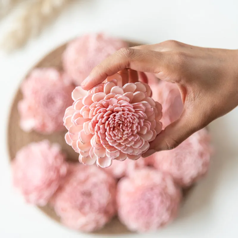Esta Sola Wood Rose Flower (Pink) - Set Of Ten