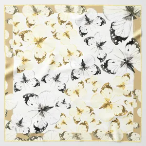 Farfalla - Hand Rolled Silk Foulard - Yellow Bronze