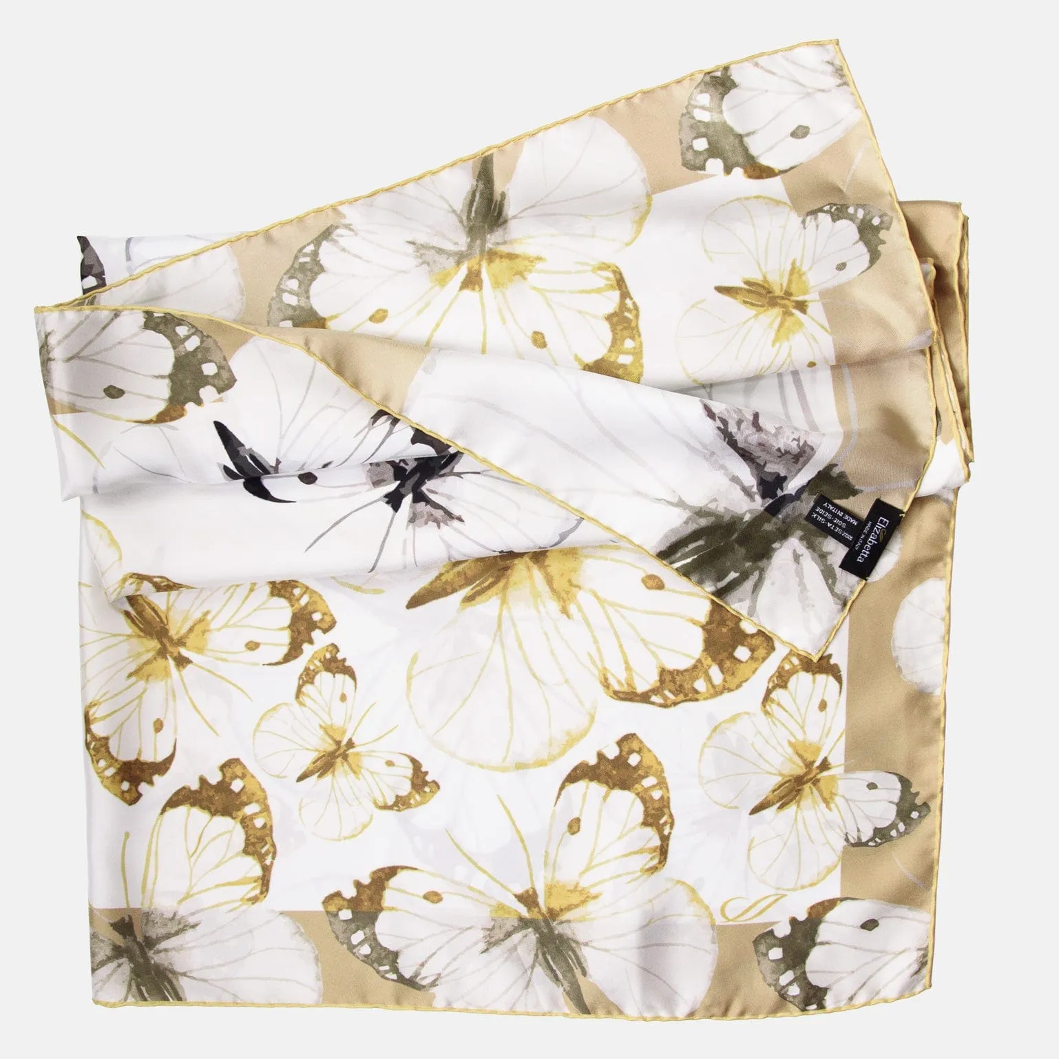 Farfalla - Hand Rolled Silk Foulard - Yellow Bronze