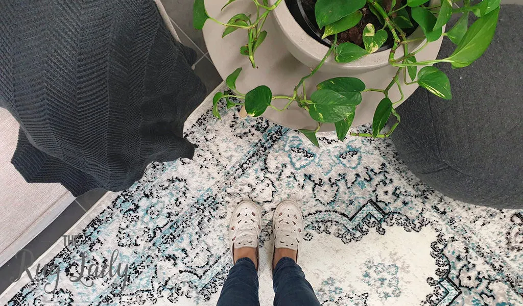 Freedom Grey Blue Medallion Pattern Rug