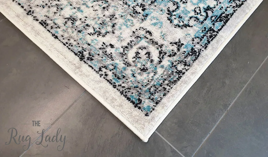 Freedom Grey Blue Medallion Pattern Rug
