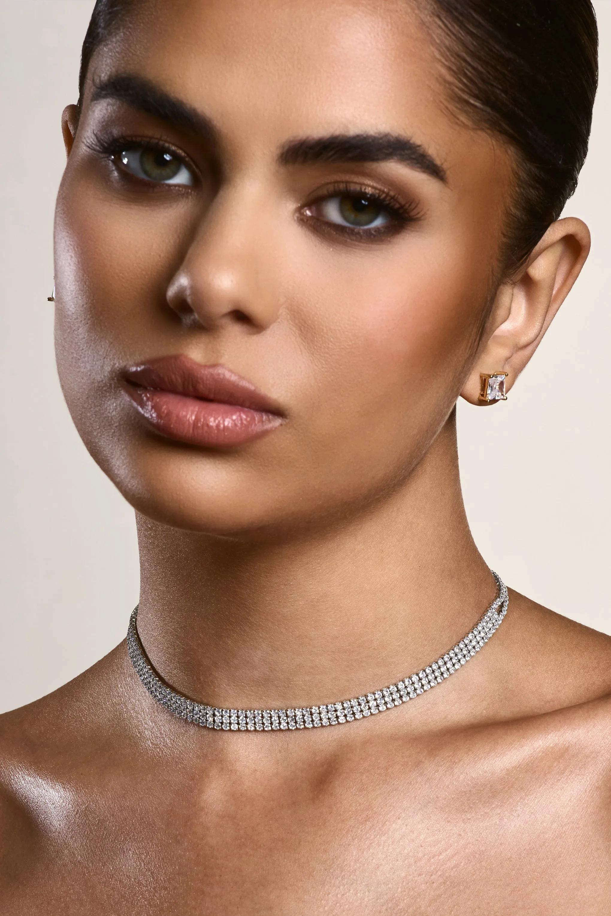 Glimmery | Silver Diamante Necklace