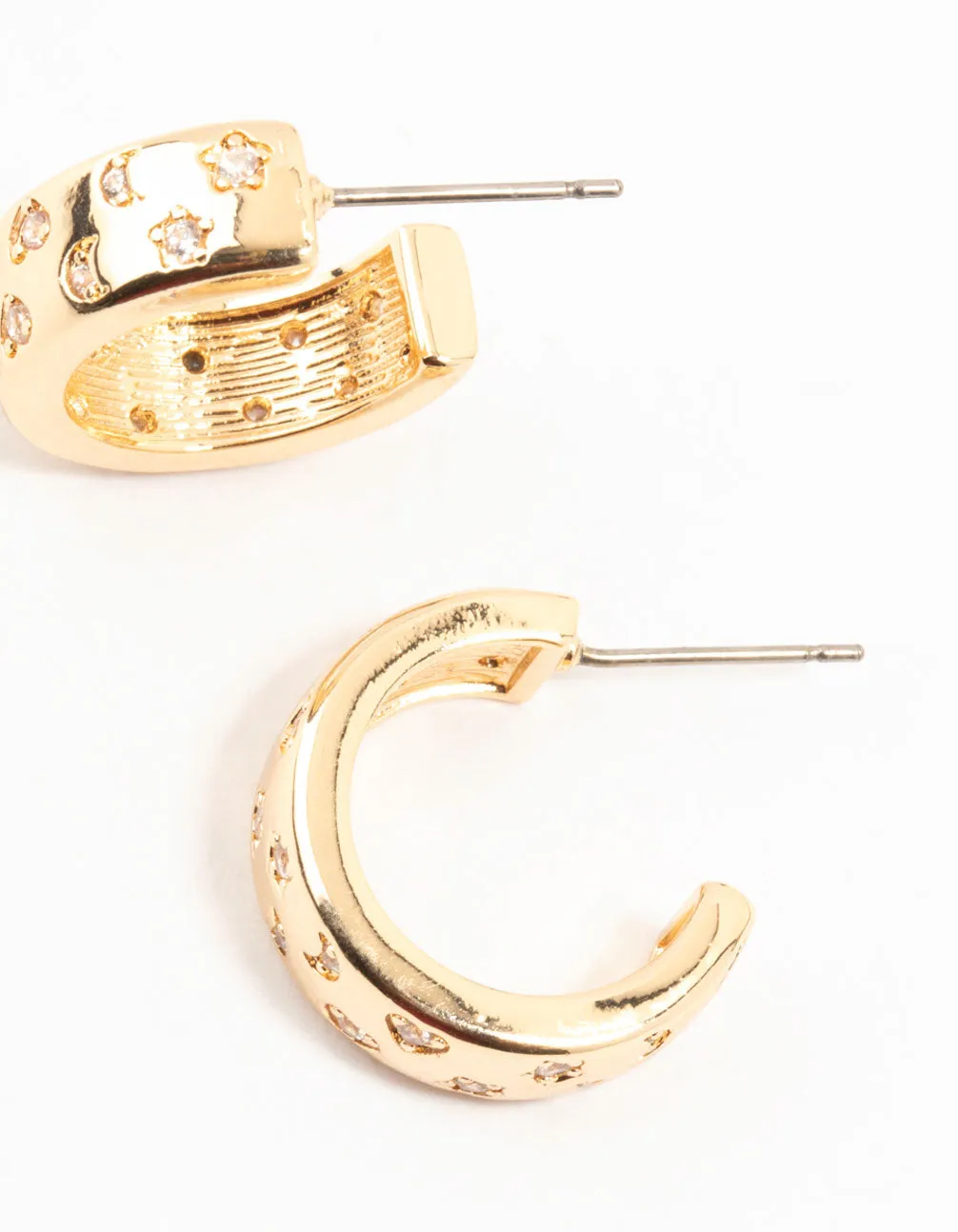 Gold Celestial Mini Star Cubic Zirconia Hoop Earrings