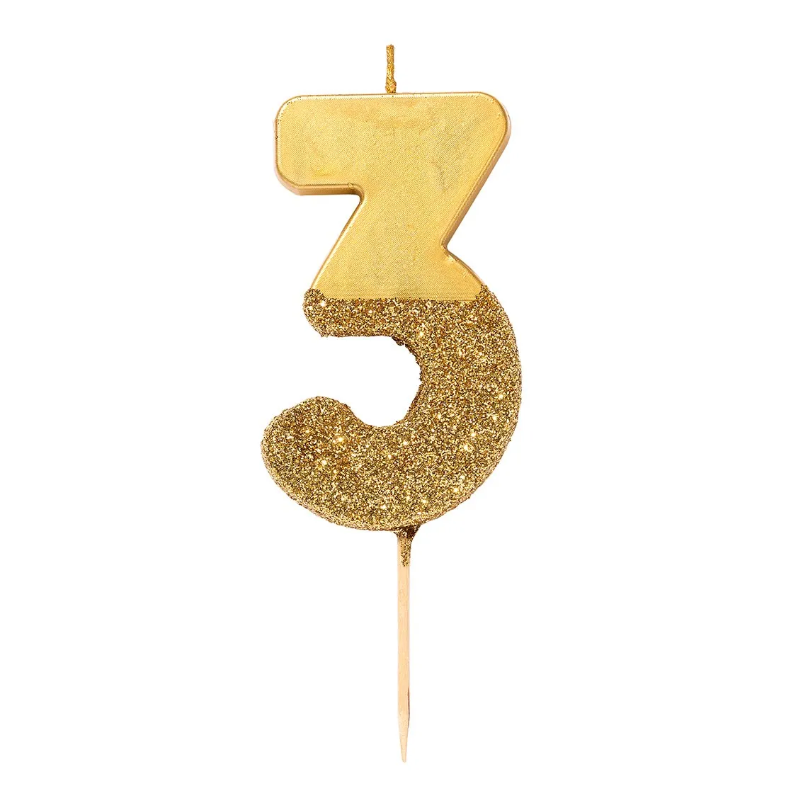Gold Glitter Number Candle