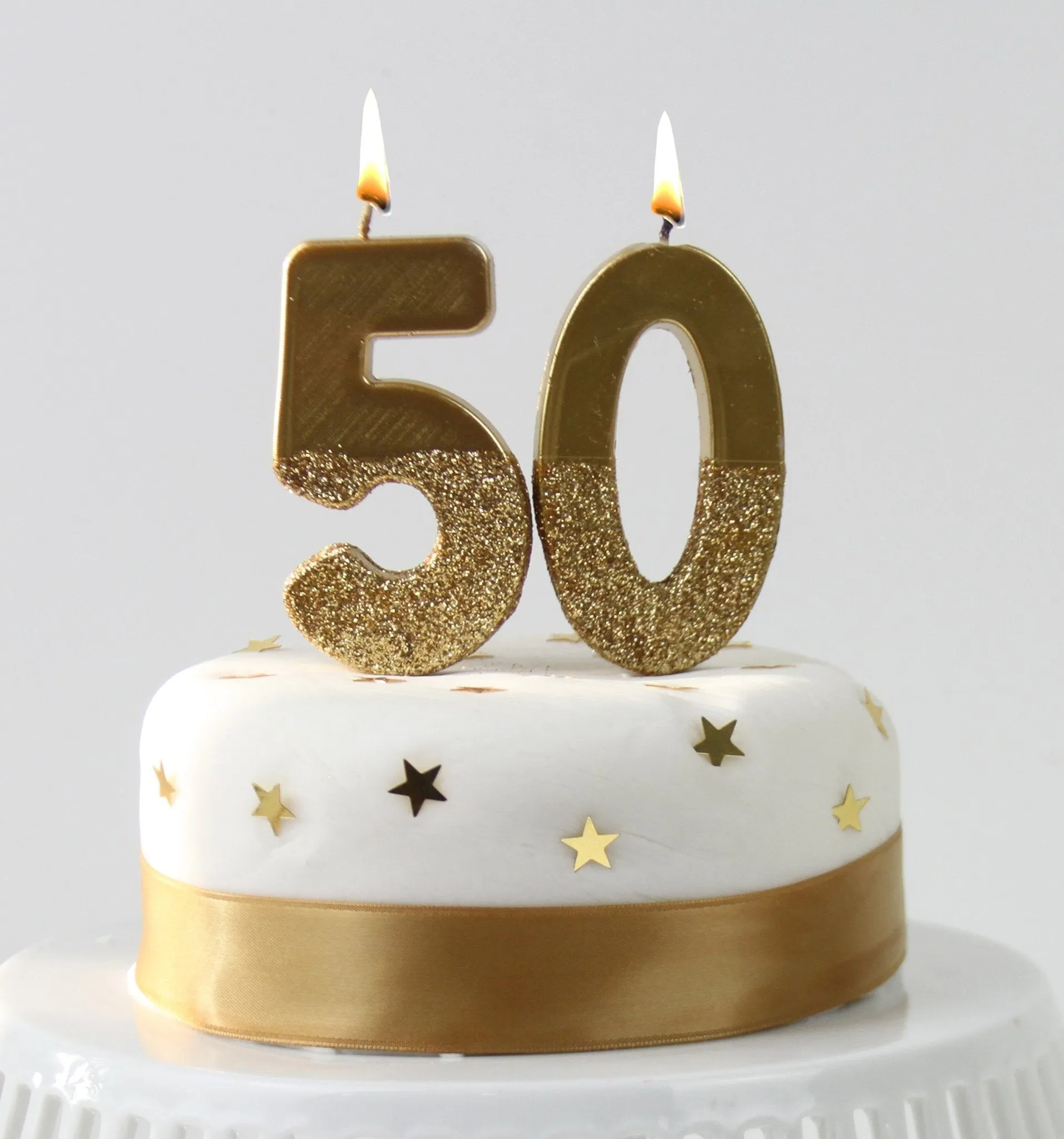 Gold Glitter Number Candle