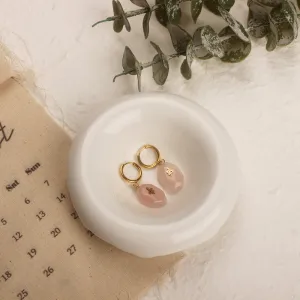 Gold Hoop Earrings with Pink Stone Charm -jlt11761