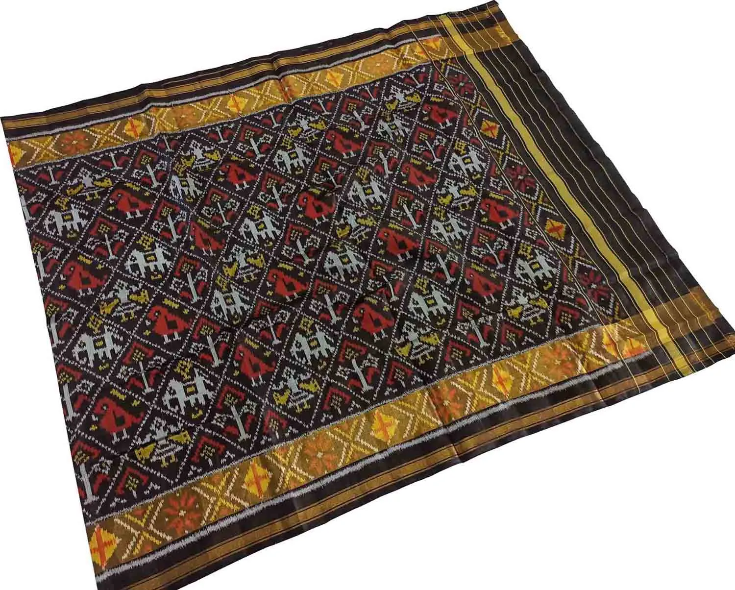 Handloom Single Ikat Rajkot Patola Dupatta - Black