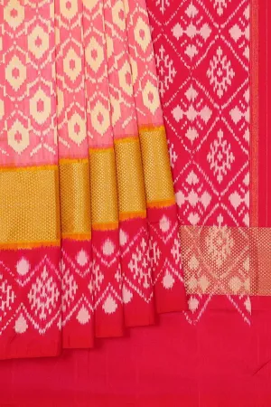 Ikat Silk Light Pink Saree