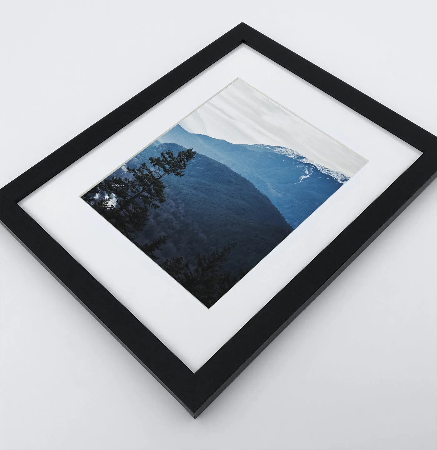 Indigo Blue Great Mountains Framed Tiptych Wall Art