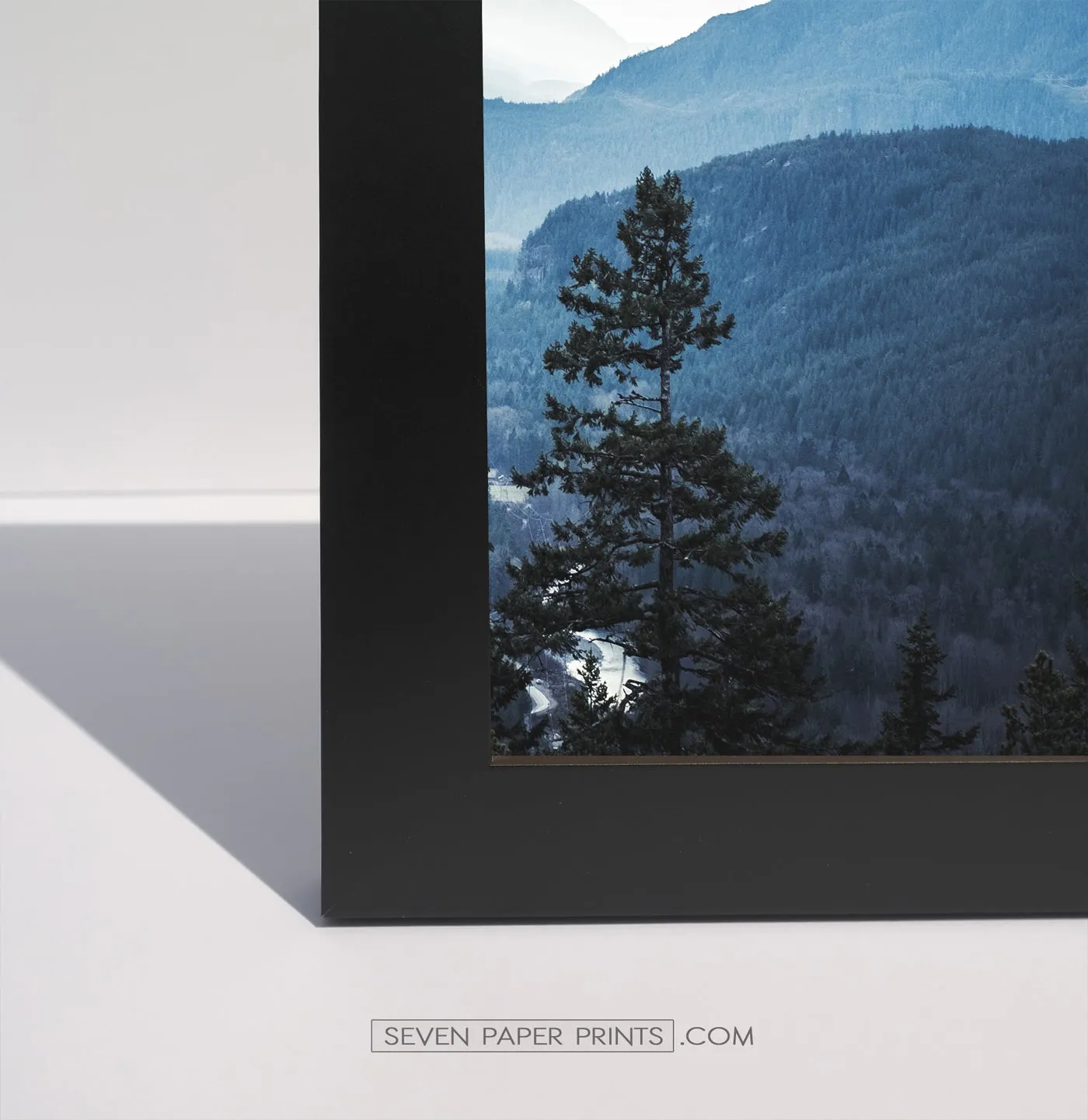 Indigo Blue Great Mountains Framed Tiptych Wall Art