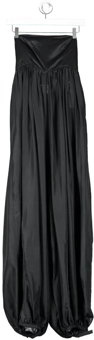 Kalita Black Solstice Strapless Cotton And Silk Blend Sateen And Habotai Bow-back Jumpsuit UK M