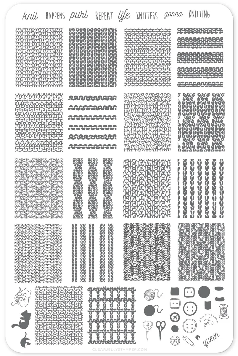 Knitters Gonna Knit (CjS-96) Steel Layered Nail Art Stamping Plate