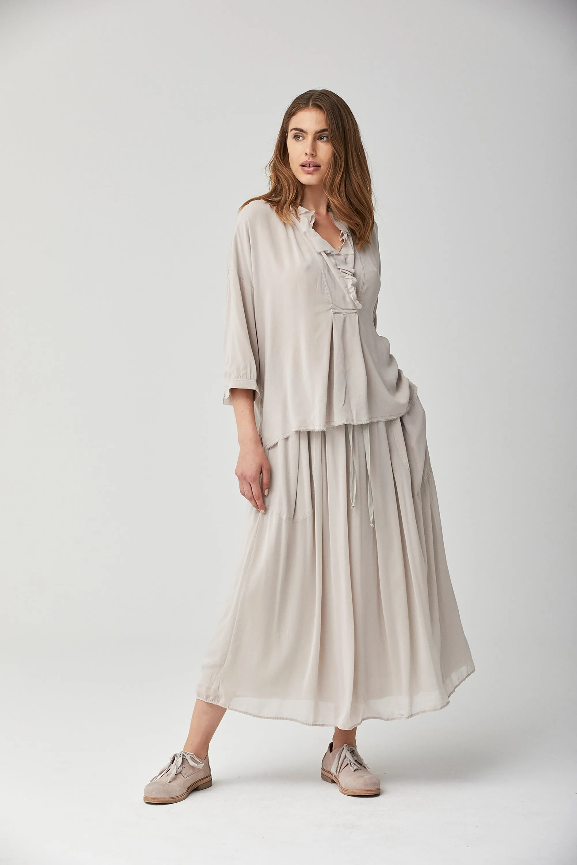 KristenseN Du Nord Georgette Skirt in Mirage Grey