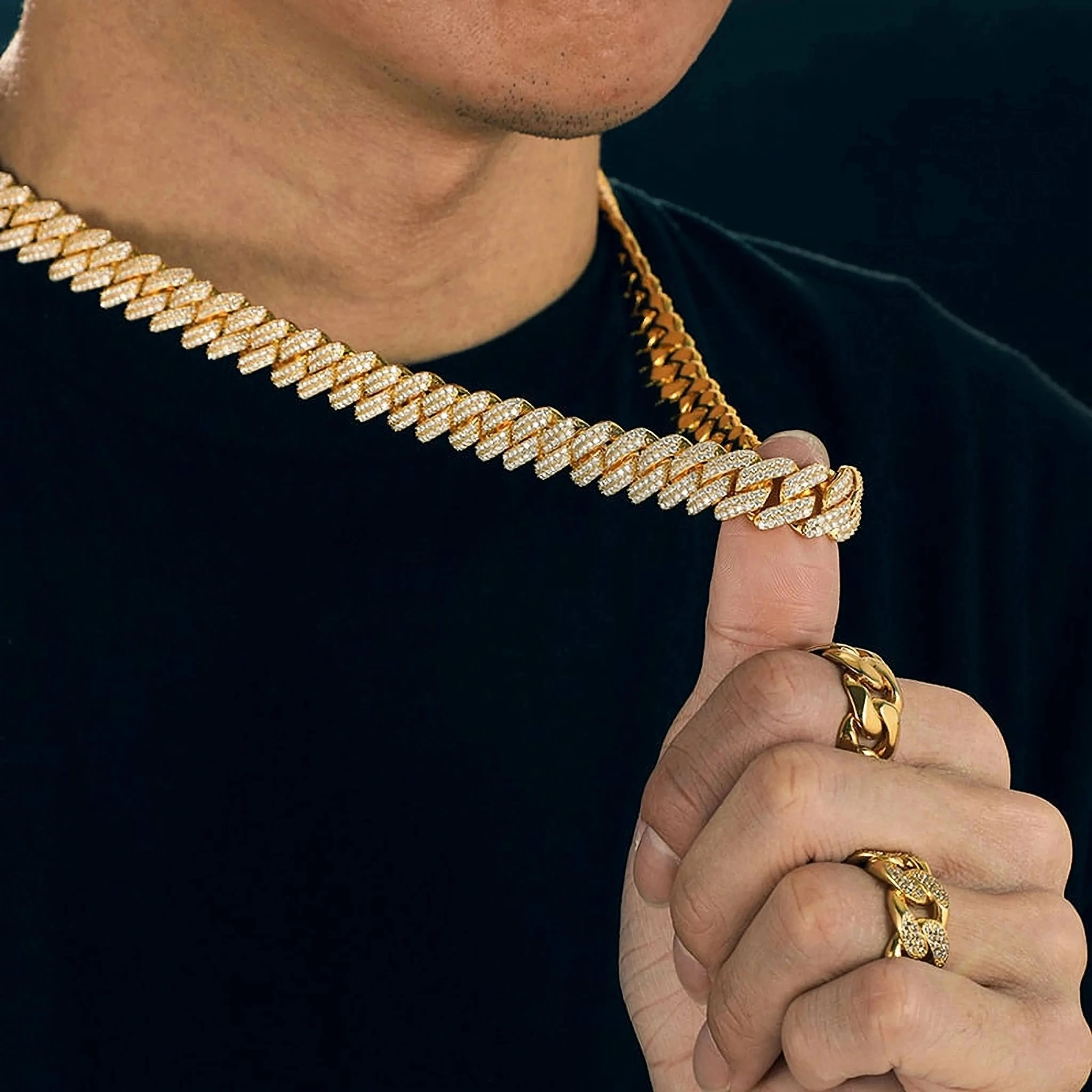 Lab Diamond Cuban Chain Necklace - 12mm