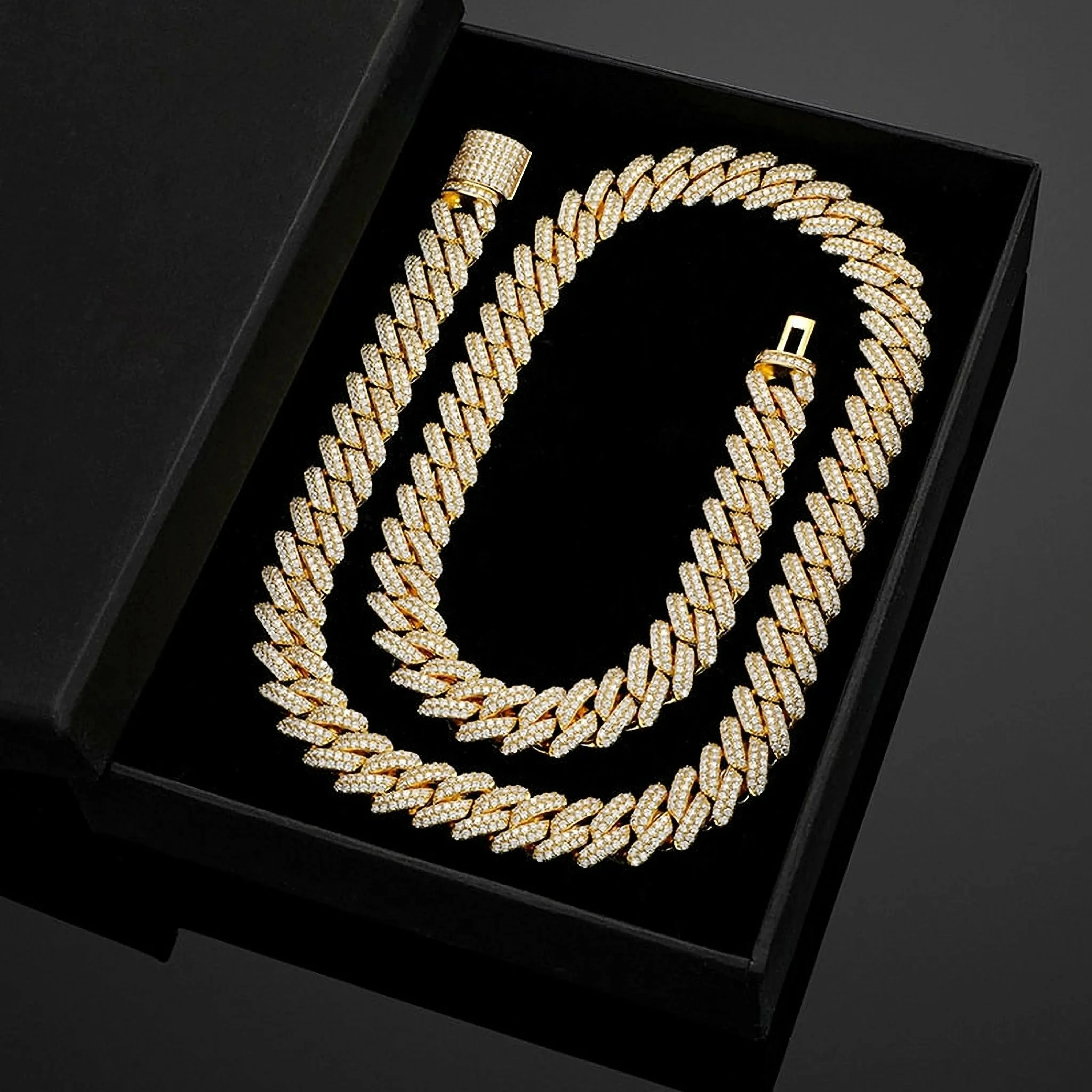 Lab Diamond Cuban Chain Necklace - 12mm