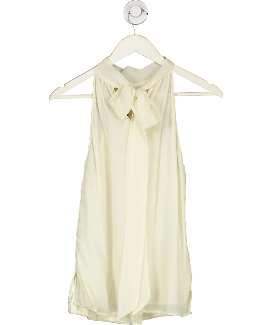 LILYSILK Cream Silk Georgette Halter Neck Top UK 6