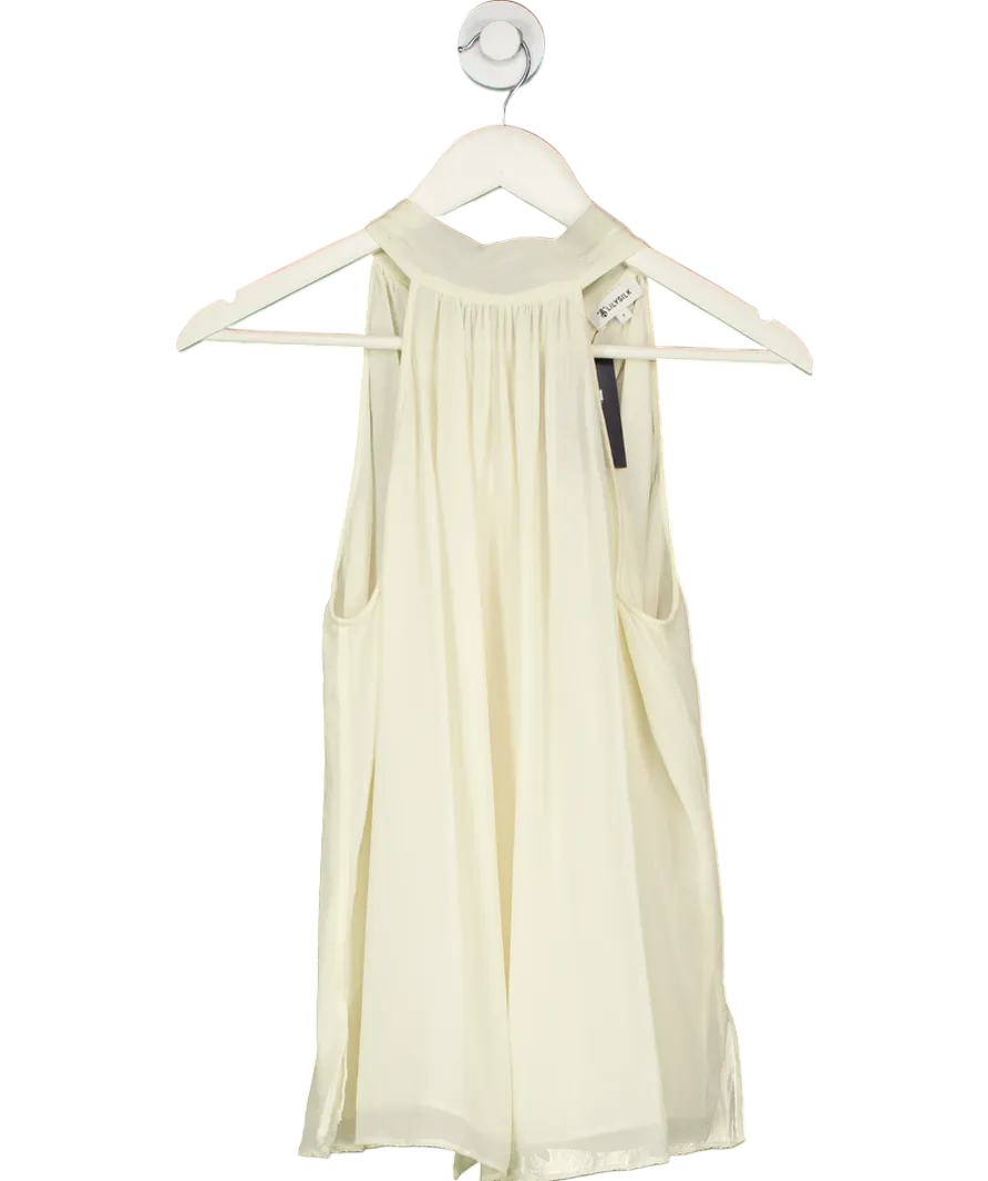 LILYSILK Cream Silk Georgette Halter Neck Top UK 6