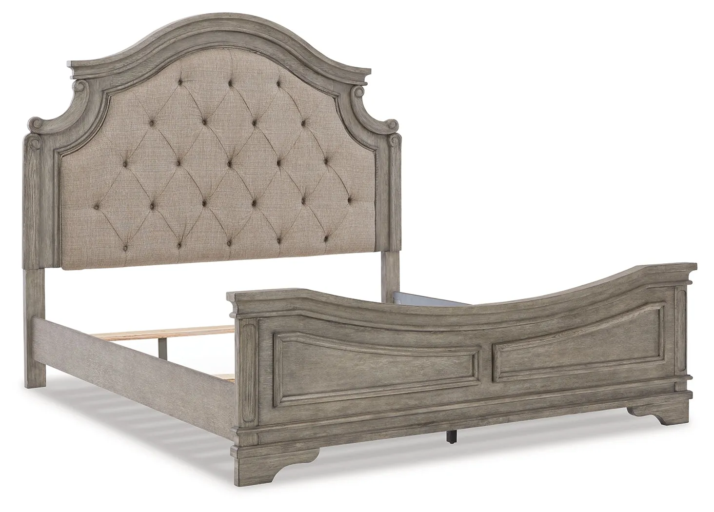 Lodenbay California King Panel Bed with Mirrored Dresser, Chest and Nightstand in Antique Gray