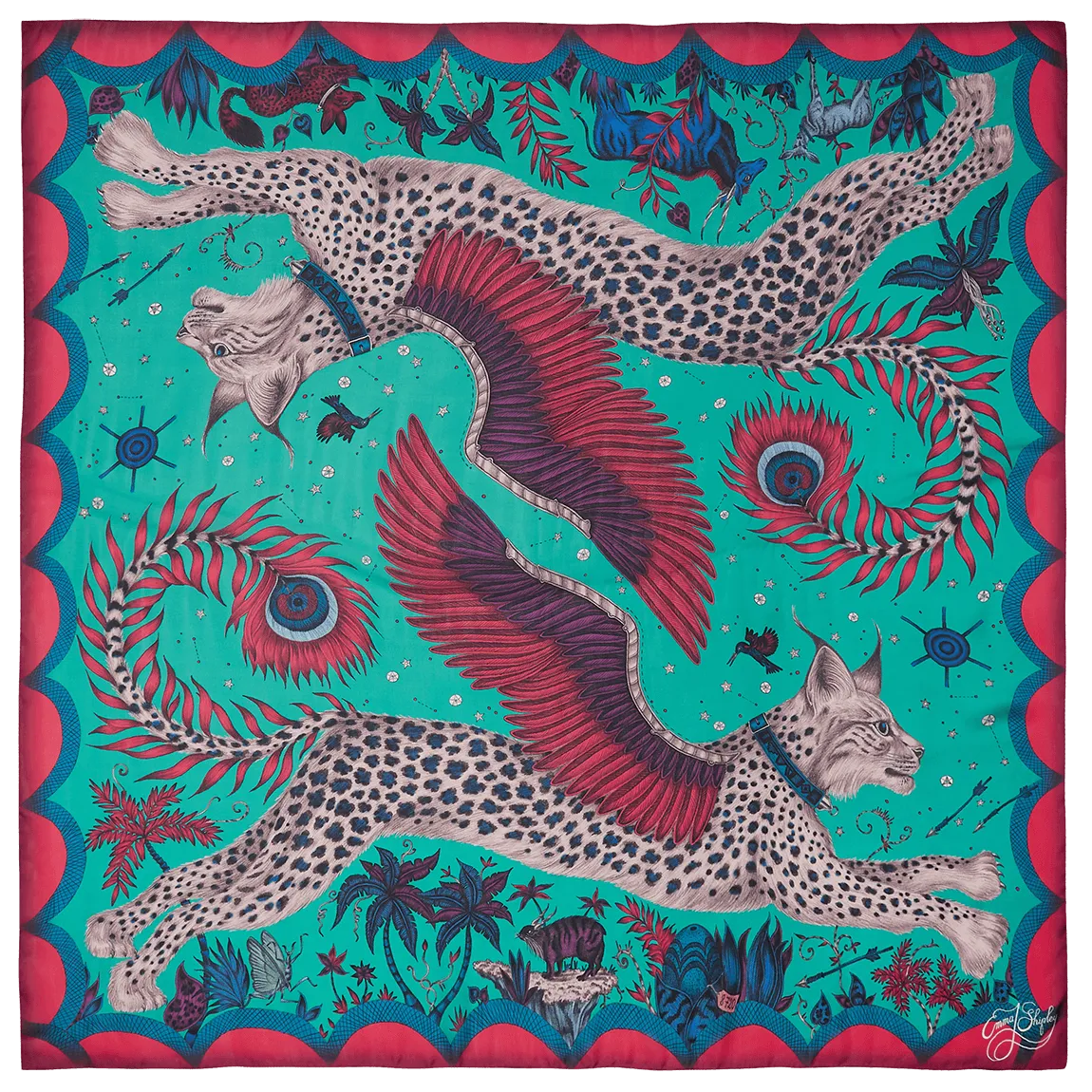 Lynx Silk Chiffon Scarf - Red Leopard Autumn Orange