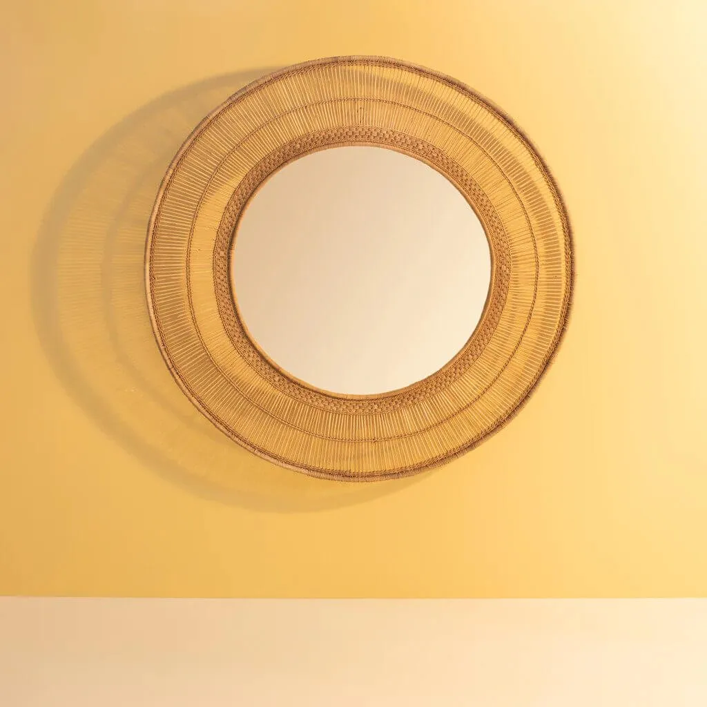 Malawi Rattan Mirror Round