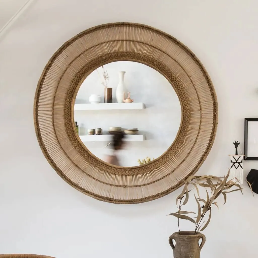 Malawi Rattan Mirror Round