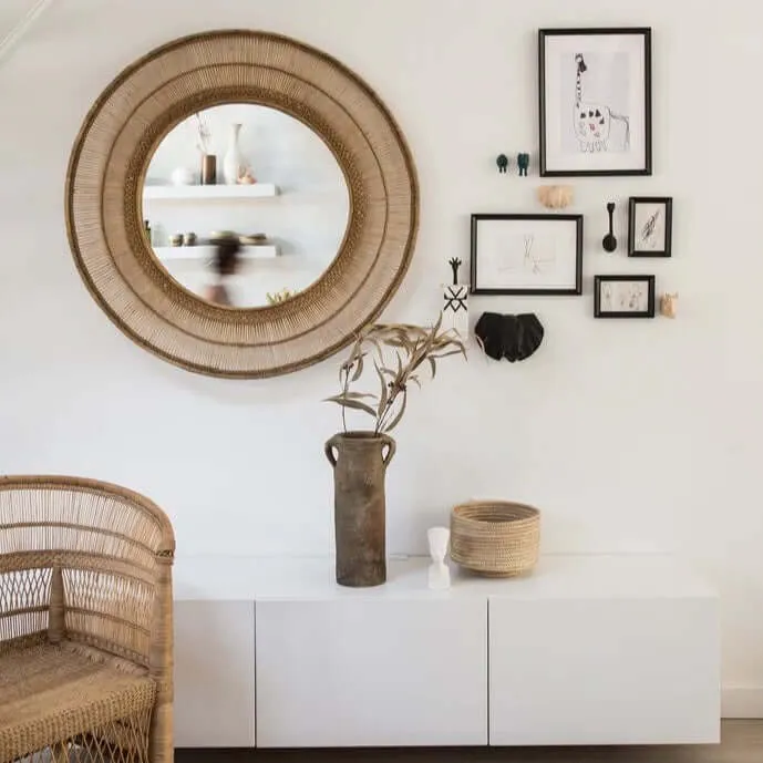 Malawi Rattan Mirror Round