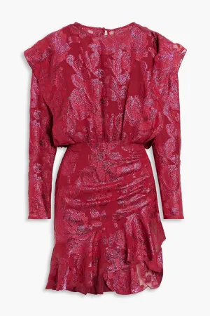 Murai mini dress in silk georgette blend with metallic effect fil-coupe IRO fuchsia