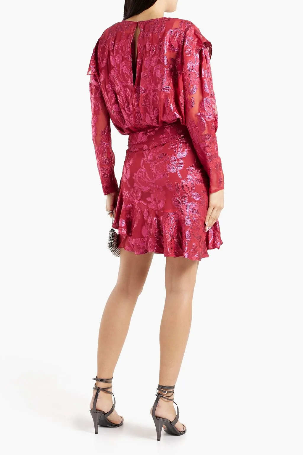 Murai mini dress in silk georgette blend with metallic effect fil-coupe IRO fuchsia