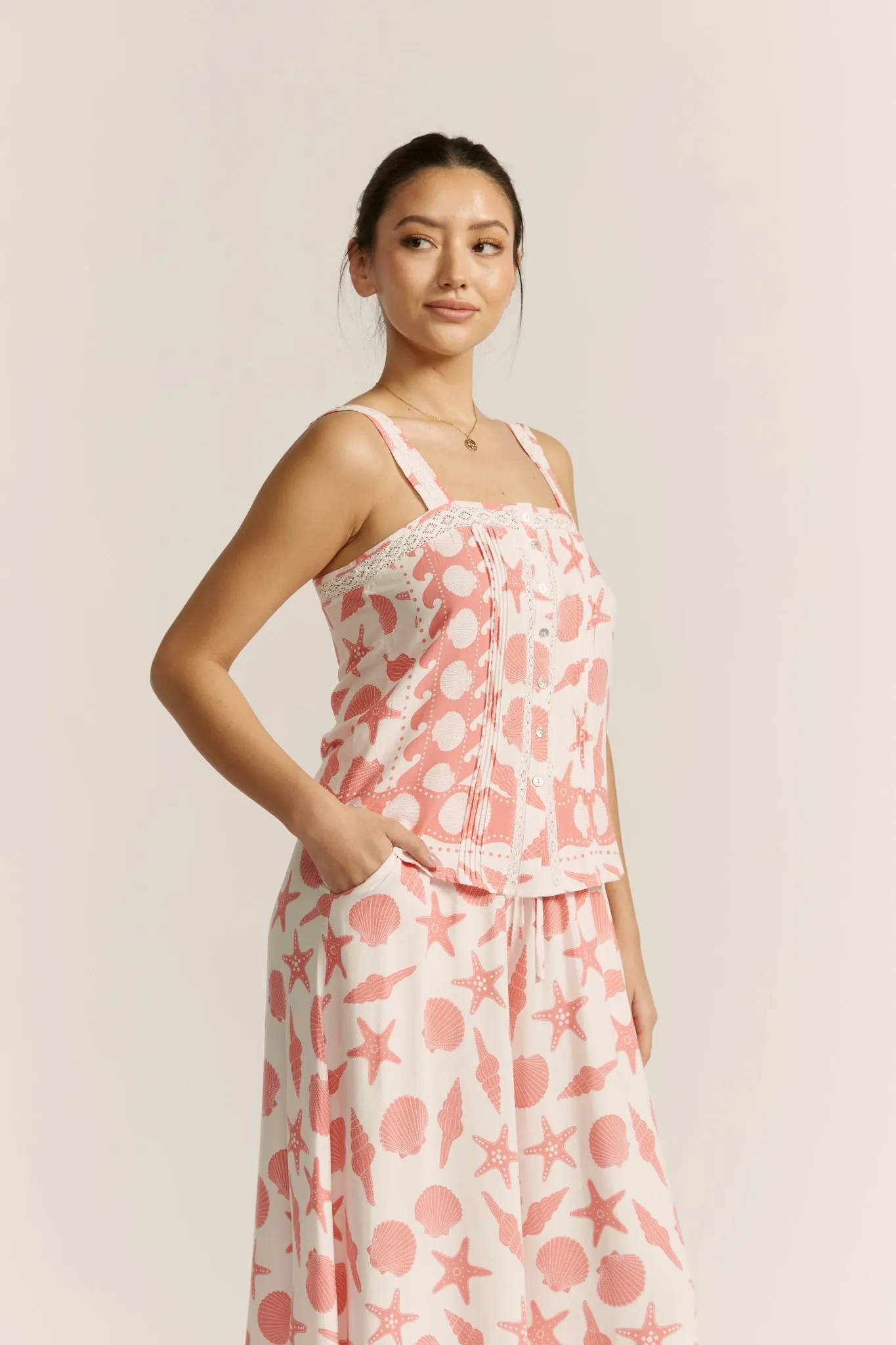Naia Red Abstract Cami Top