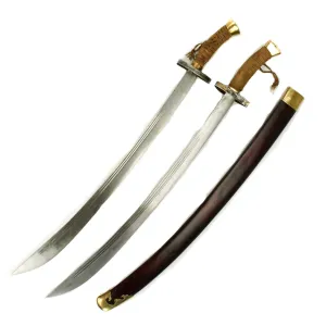 Original Boxer Rebellion Chinese Double Dao Broadswords with scabbard - Circa 1900