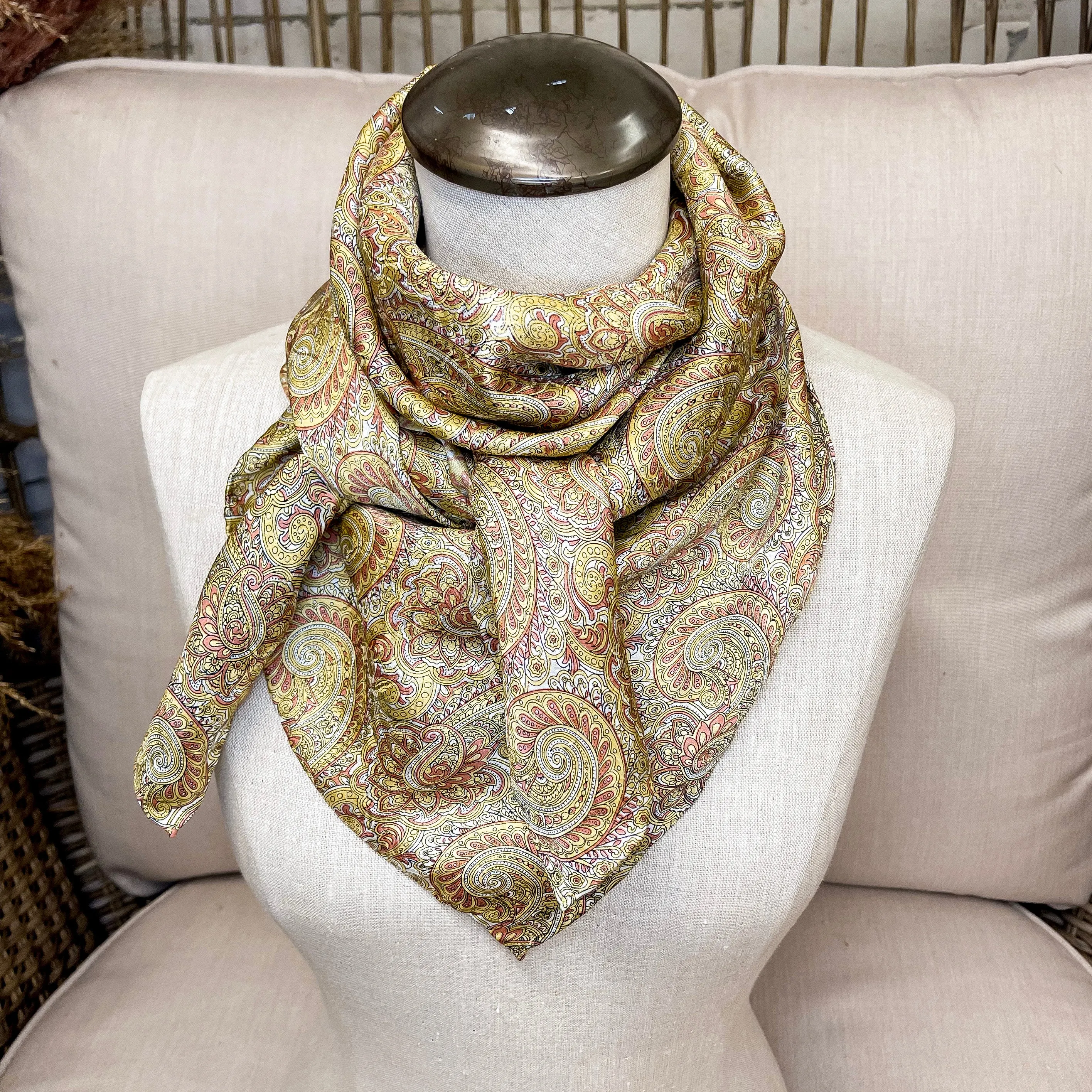 Paisley Silk Wild Rag in Brass and Bronze