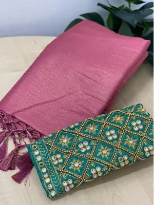 Panoply Pink Kanjivaram Silk Saree With Two Adorning Blouse Piece
