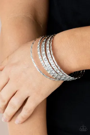Paparazzi Bracelet ~ Back-To-Back Stacks - Silver