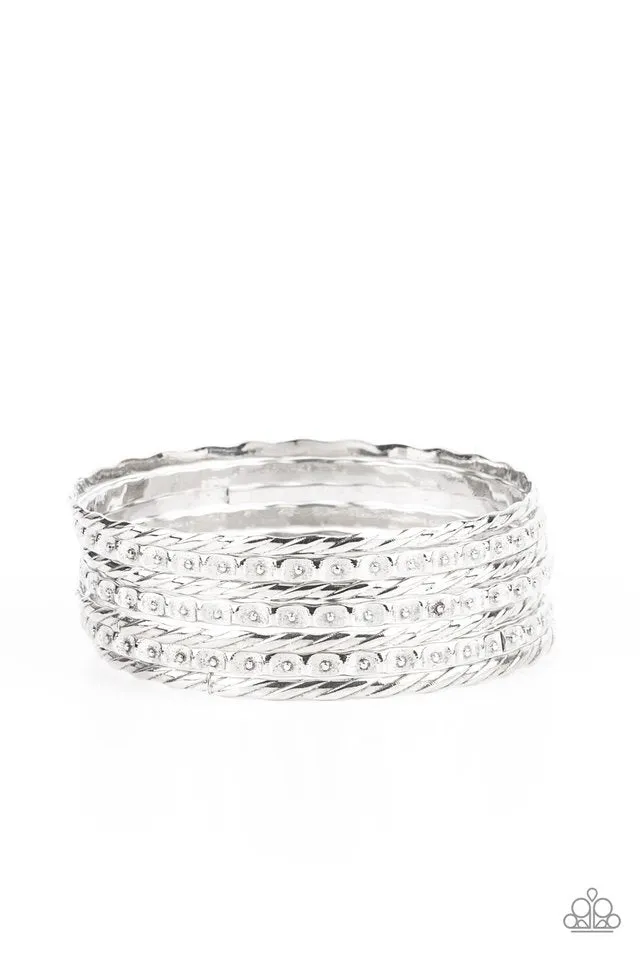 Paparazzi Bracelet ~ Back-To-Back Stacks - Silver