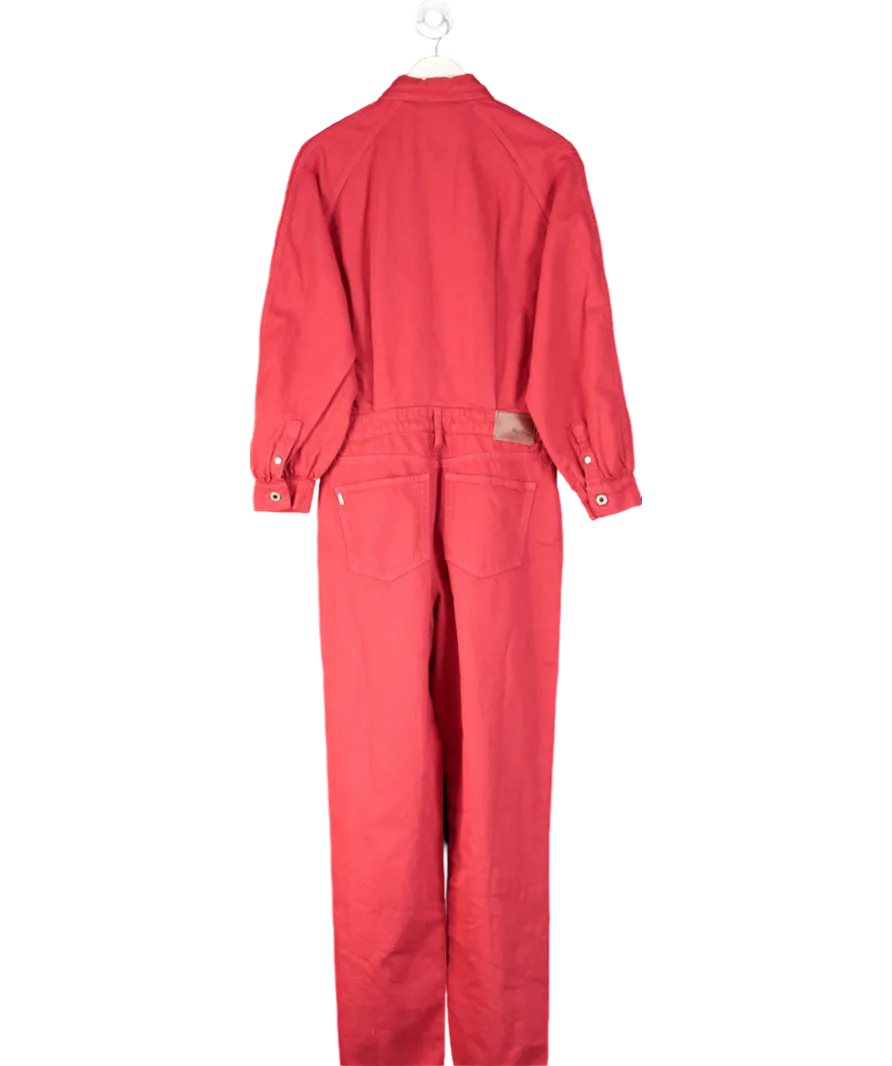 Pepe Jeans Red Loose Fit Denim Maxi Jumpsuit UK M