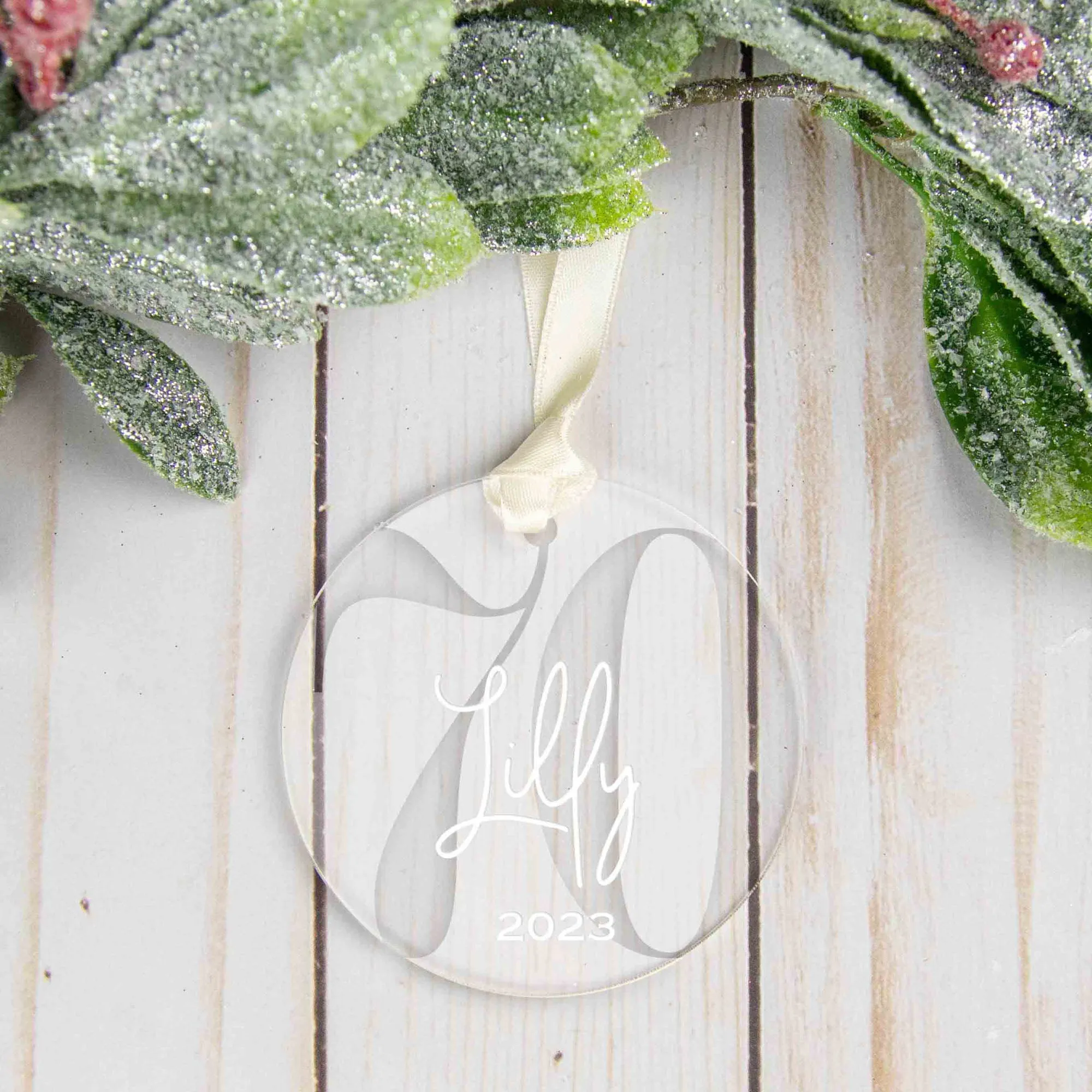 Personalized 70th Birthday Acrylic Christmas Ornament, Gift Box Included