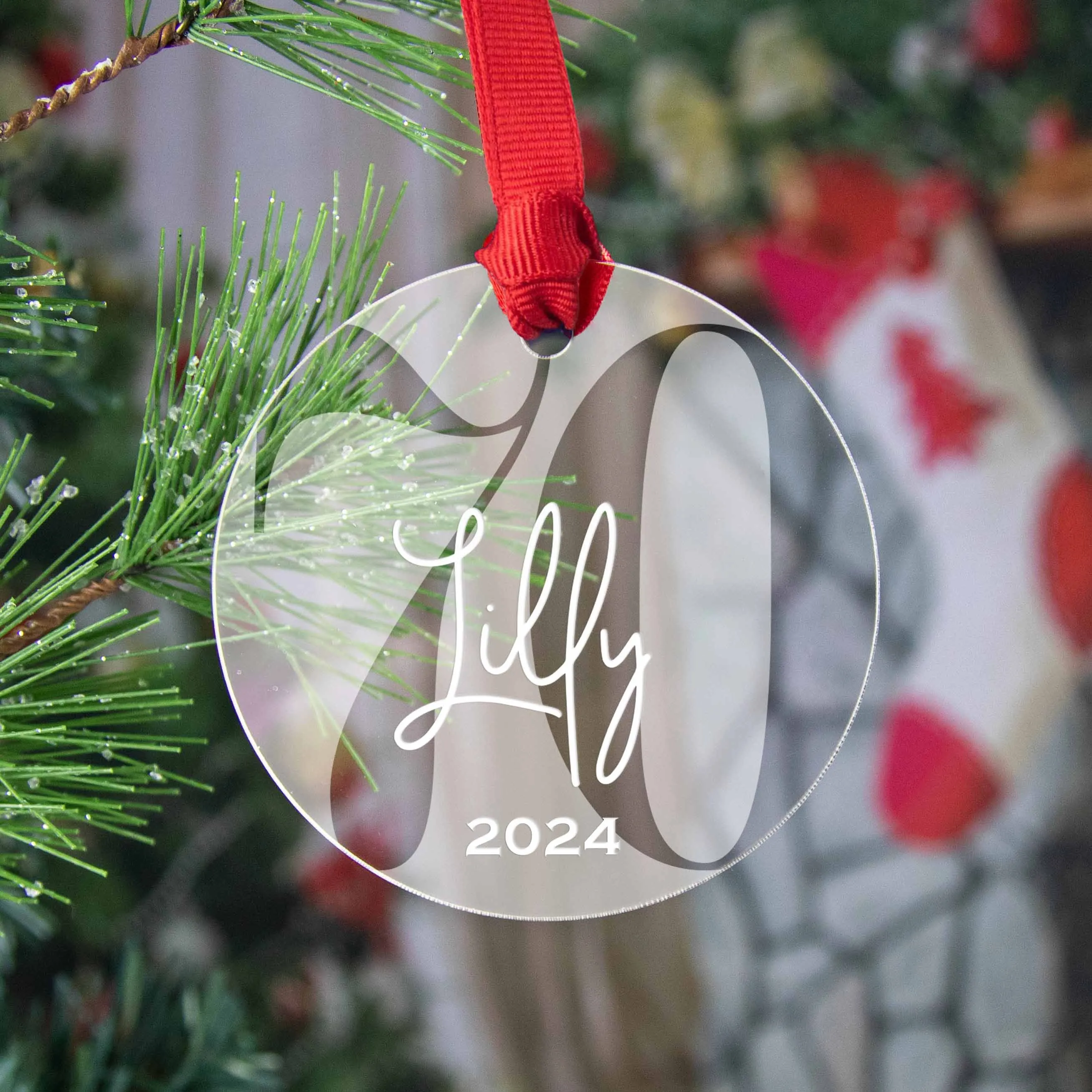 Personalized 70th Birthday Acrylic Christmas Ornament, Gift Box Included