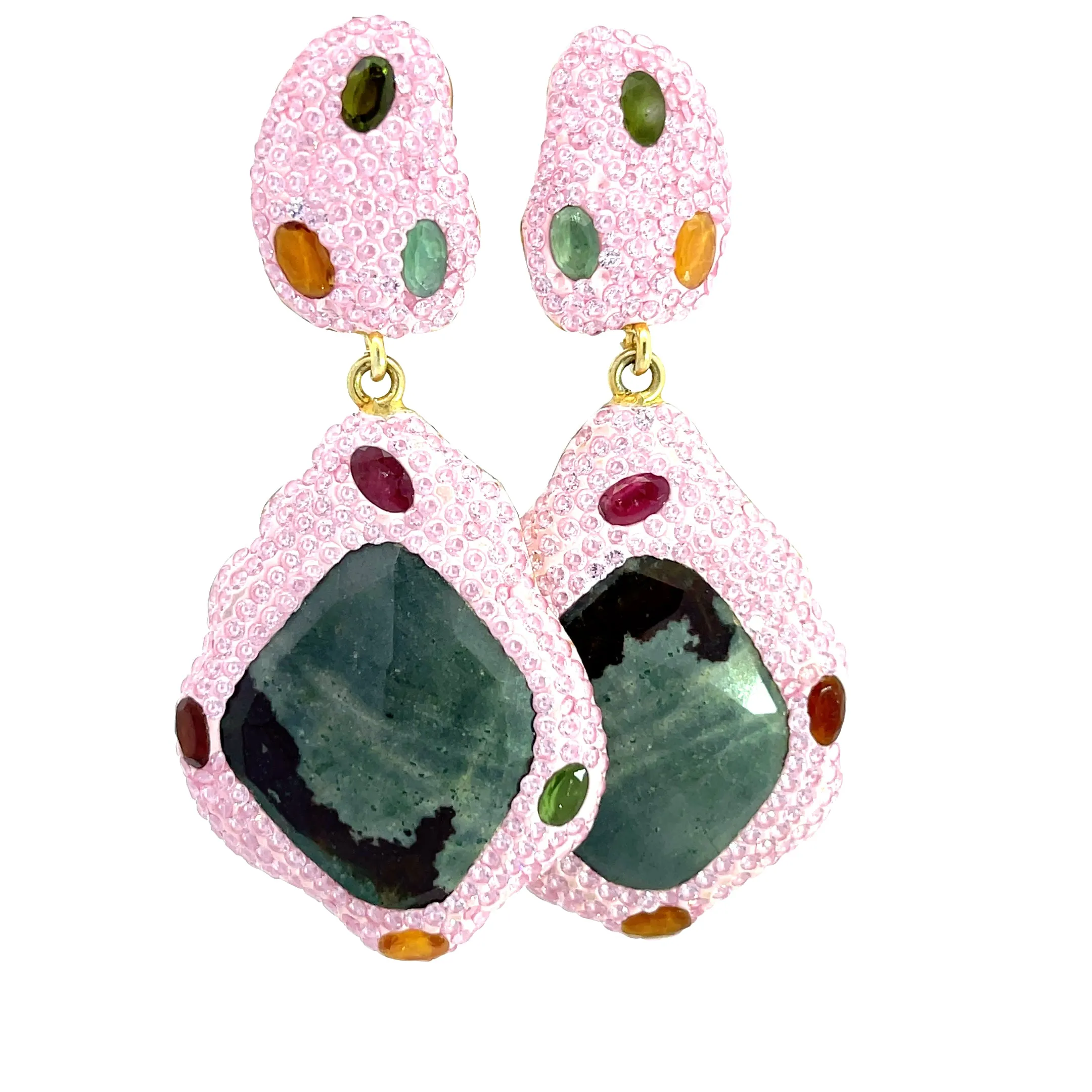 Pink Sapphire Gemstone Sterling Silver Earring