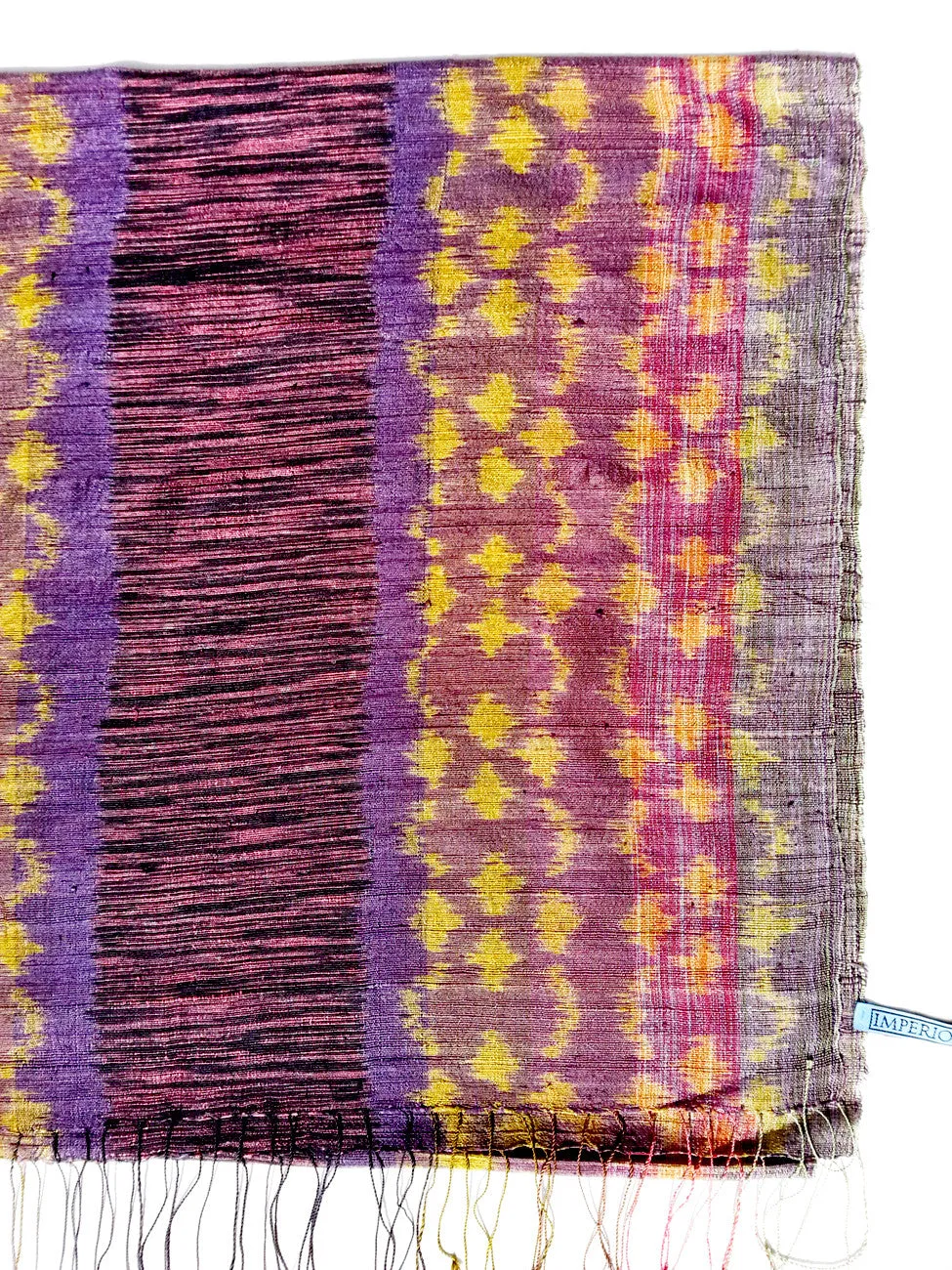 Raw Silk Ikat Shawl One Of A Kind Pink Blue Gold