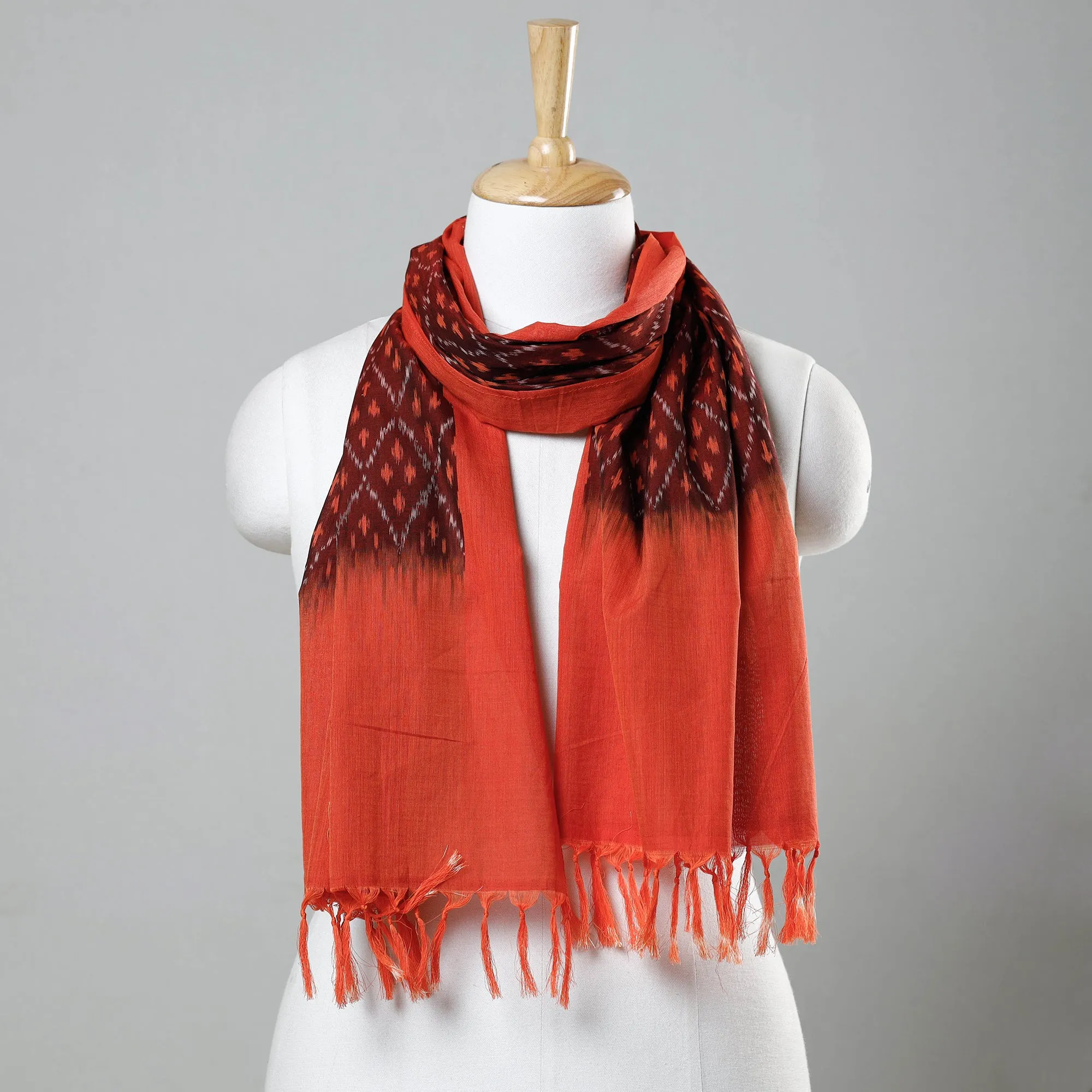 Red - Pochampally Ikat Handloom Mercerised Cotton Stole