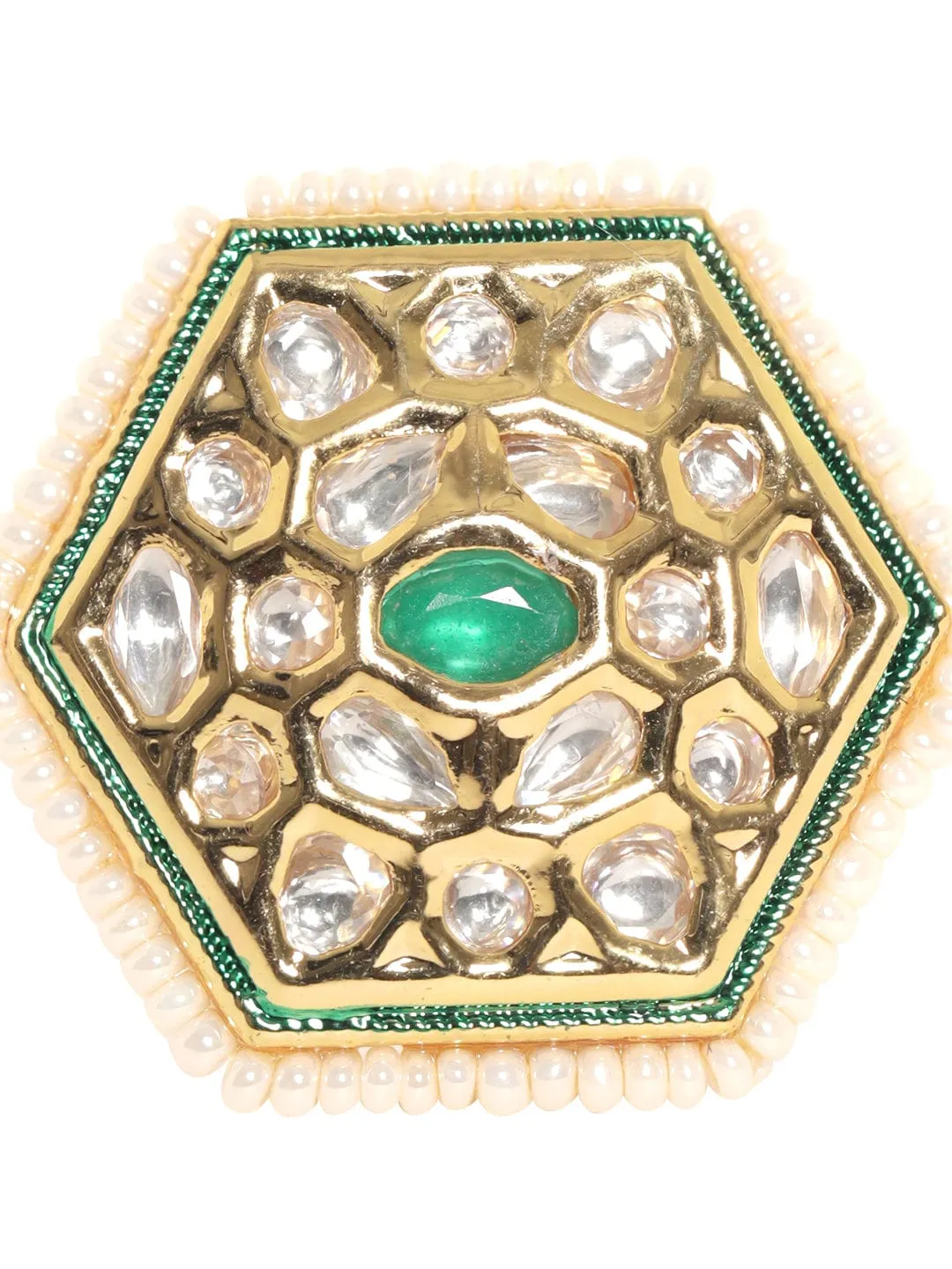 Rubans 22k Gold Plated Polki Studded Finger Ring