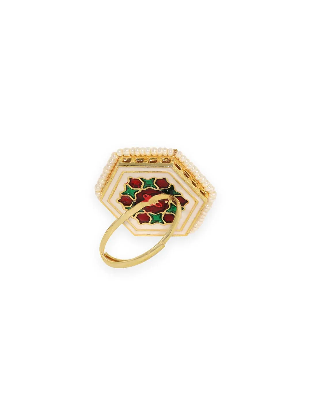 Rubans 22k Gold Plated Polki Studded Finger Ring