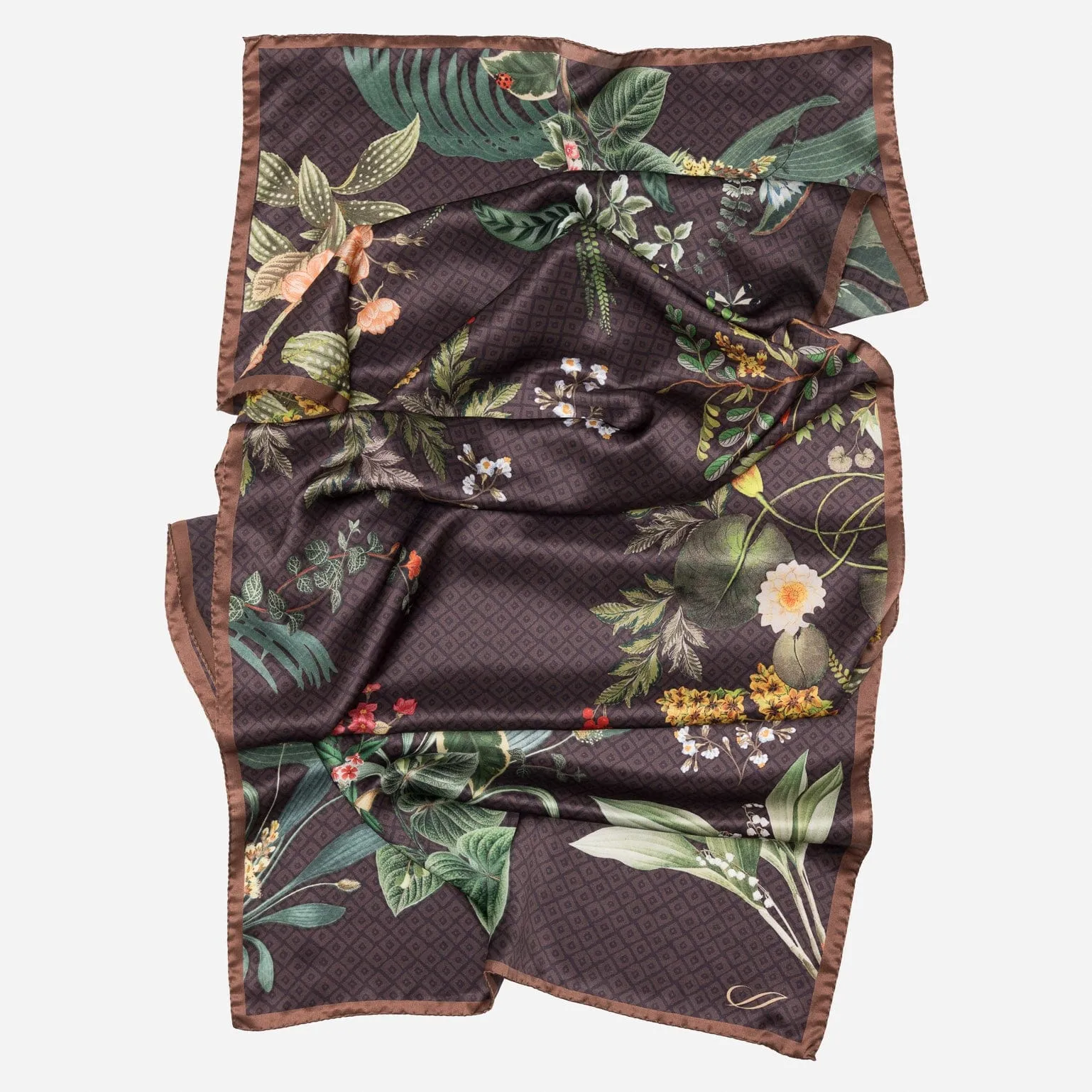 Sara - Long Satin Silk Scarf - Chocolate